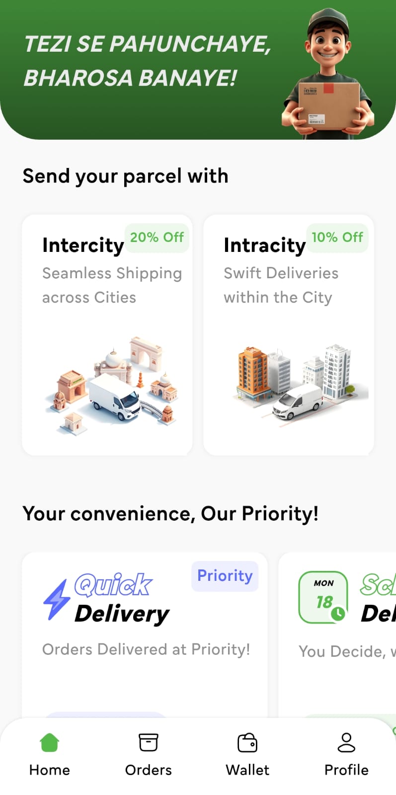 Droplin App Dashboard Interface showing delivery tracking